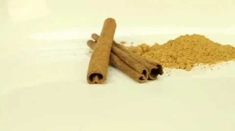 Cinnamon on a white background Stock Footage 47932414