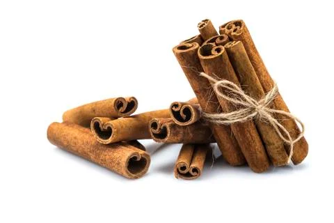 Cinnamon on a white background Stock Photos