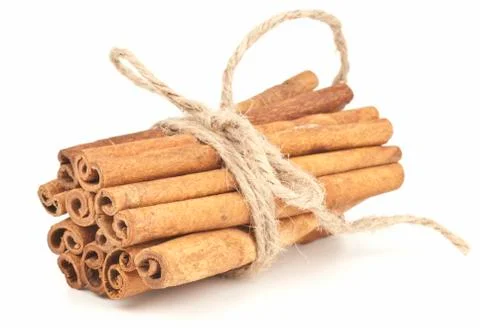 Cinnamon on white background Stock Photos