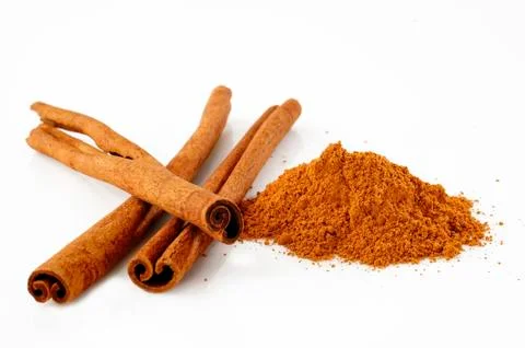 Cinnamon on white background Stock Photos