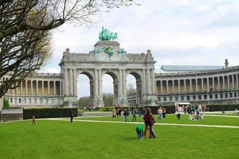 Cinquantennaire park in brussels in spring Foto stock