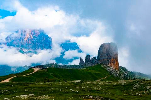 The Cinque Torri in the Dolomites Stock Photos