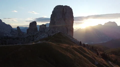Cinque Torri Five Towers Mountain in Italian Dolomites near Cortina d'Ampezzo Stock Footage 209161323