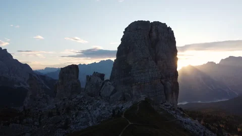 Cinque Torri Five Towers Mountain in Italian Dolomites near Cortina d'Ampezzo Stock Footage 209161401