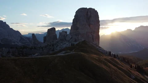 Cinque Torri Five Towers Mountain in Italian Dolomites near Cortina d'Ampezzo Stock Footage 209161403