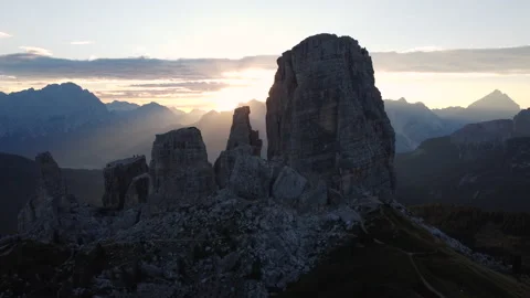 Cinque Torri Five Towers Mountain in Italian Dolomites near Cortina d'Ampezzo Stock Footage 209161543