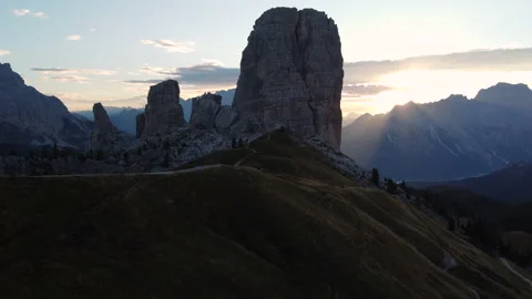 Cinque Torri Five Towers Mountain in Italian Dolomites near Cortina d'Ampezzo Stock Footage 209161566