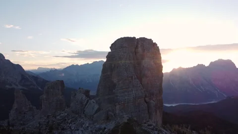 Cinque Torri Five Towers Mountain in Italian Dolomites near Cortina d'Ampezzo Stock Footage 209161632