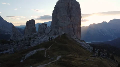 Cinque Torri Five Towers Mountain in Italian Dolomites near Cortina d'Ampezzo Stock Footage 209161634