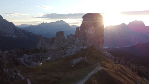 Cinque Torri Five Towers Mountain in Italian Dolomites near Cortina d'Ampezzo Stock Footage 209161779