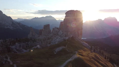 Cinque Torri Five Towers Mountain in Italian Dolomites near Cortina d'Ampezzo Stock Footage 209161958
