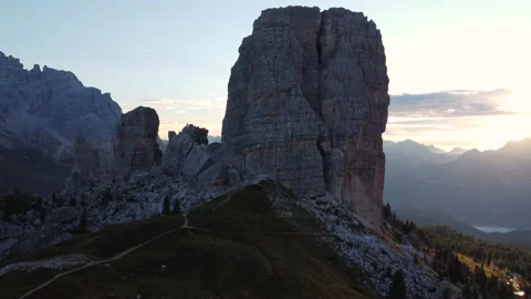Cinque Torri Five Towers Mountain in Italian Dolomites near Cortina d'Ampezzo Stock Footage 209162039