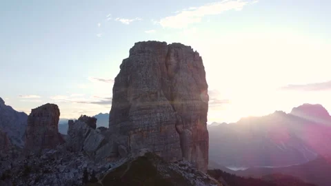 Cinque Torri Five Towers Mountain in Italian Dolomites near Cortina d'Ampezzo Stock Footage 209162040