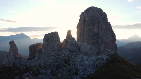Cinque Torri Five Towers Mountain in Italian Dolomites near Cortina d'Ampezzo Stock Footage 209162307