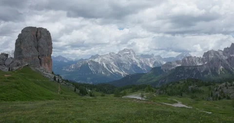 Cinque Torri (Five Towers) Rock Formations In The Dolomites Mountain Range In Stock Footage 341556384