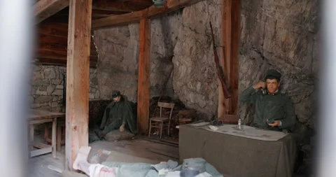 Cinque Torri Open-Air Museum Mannequins - Cortina d'Ampezzo - Belluno - Italy Stock Footage 339124336