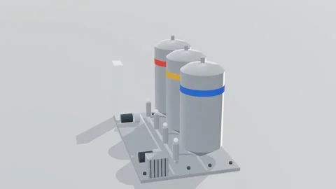 Cip skid food processing 3d loop white background 3D animation seamless loop Stock Footage 341849305