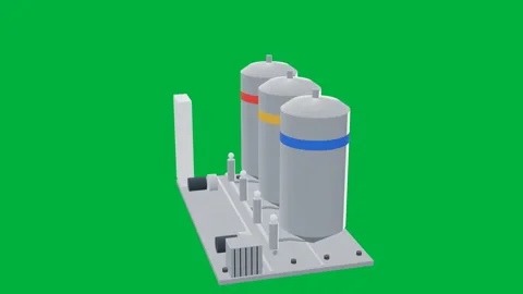 Cip skid food processing 3d loop green screen Stock Footage 342913654