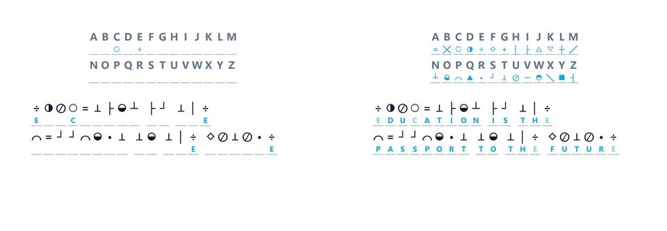 Cipher alphabet key with decoding message education is the passport to the fu イラスト素材