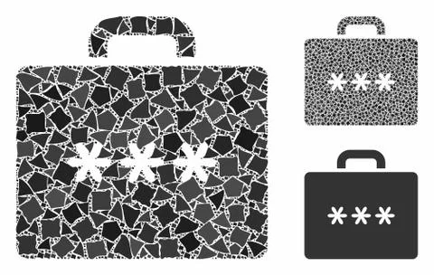 Cipher case Mosaic Icon of Raggy Pieces Stock Illustration