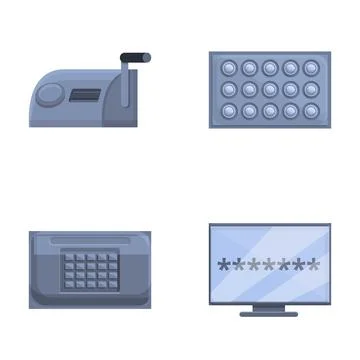 Cipher icons set cartoon vector. Various type of encryption Illustrazione stock