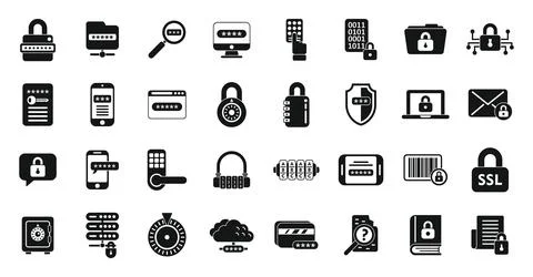 Cipher icons set simple vector. Data security Stock Illustration