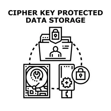 Cipher key protecting data storage and information security Stock Illustration