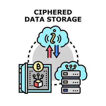 Ciphered data storage distributing financial information securely Stock Illustration