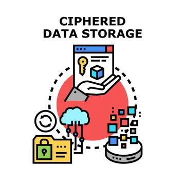 Ciphered data storage representing digital security and privacy Stock Illustration
