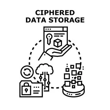 Ciphered data storage representing digital security and privacy Stock Illustration