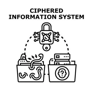 Ciphered information system protecting sensitive data security Stock Illustration