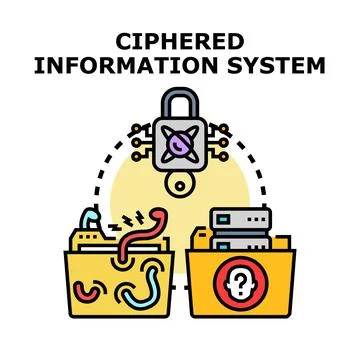 Ciphered information system protecting sensitive data security Stock Illustration