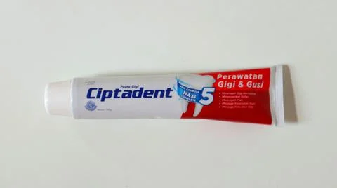 Ciptadent brand toothpaste on a white background Stock-Fotos