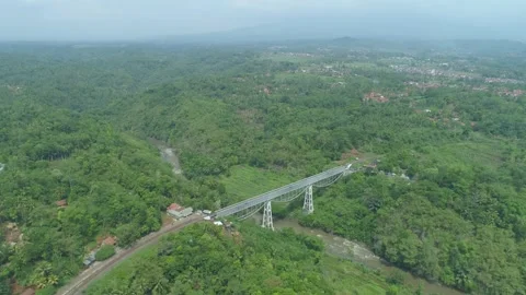 Cirahong Bridge, A Double Deck Structure of Metal Railway and Car Bridge Stock Footage 131073834