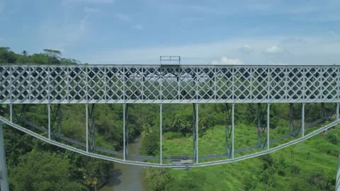 Cirahong Bridge, A Double Deck Structure of Metal Railway and Car Bridge Stock Footage 131078649