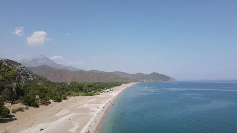 Ciraly Beach Coastline Drone Fly Forward Along Shore 4K Stock Footage 336959534