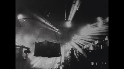 CIRCA - 1946: Establishing wide of the war-industry plant driving the Видео 339215661