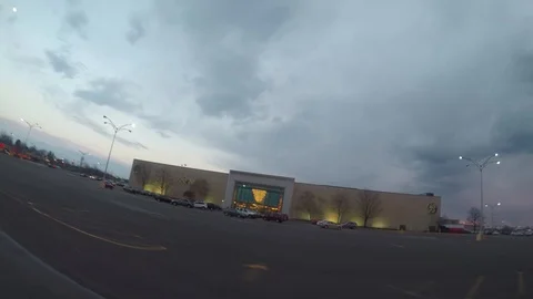 Circa APRIL - Beaver PA 2018 - Driving away from a shopping mall with go pro in  Stock Footage 89108587