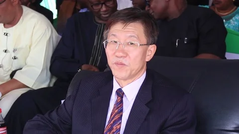 Circa June 2016 - Chinese Dignitary at The Launch of the Abuja-Kaduna railway Stock Footage 75894798