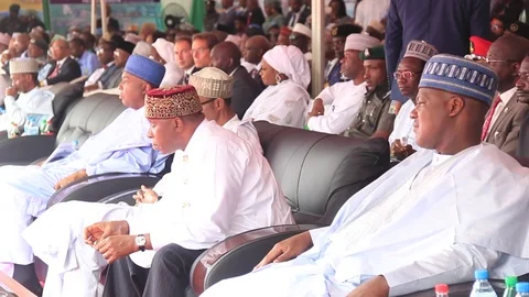 Circa June 2016 - Mohammadu Buhari-President of Nigeria Bukola Saraki--Senate Stock Footage 75895398