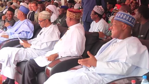 Circa June 2016 - Mohammadu Buhari-President of Nigeria Bukola Saraki--Senate Stock Footage 75896470