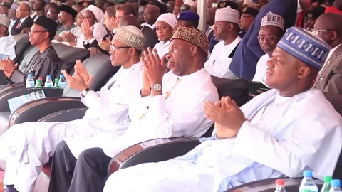 Circa June 2016 - Mohammadu Buhari-President of Nigeria Rotimi Ameachi Nasir  Stock Footage 75896676