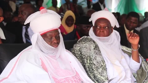 Circa June 2016 - Two Northern Nigeria Traditional Rulers in Turbans -Emirs-  Stock Footage 75898007