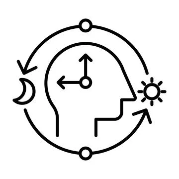 Circadian rhythms icon linear logo mark in black and white Stock Illustration