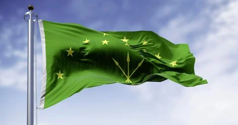 The Circassian flag waving in the wind on a clear day Illustration