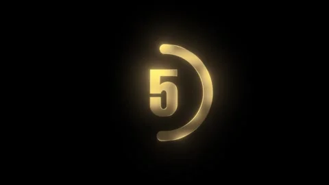 Circle 10 seconds countdown gold style animation isolated on black background Stock Footage 320832531