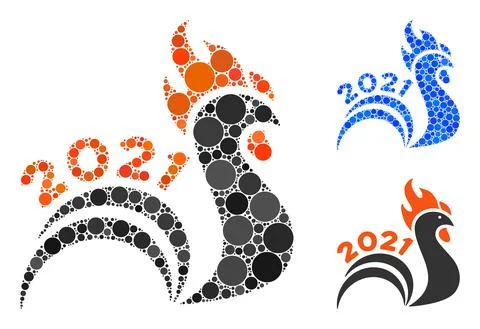 Circle 2021 Rooster Tail Icon Collage Illustration