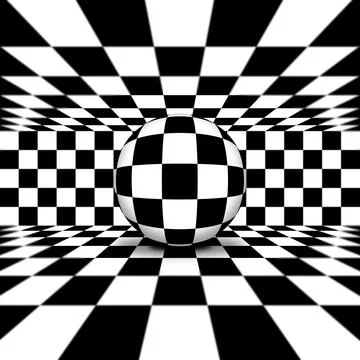 Circle 3D within checkered marble floor 스톡 일러스트