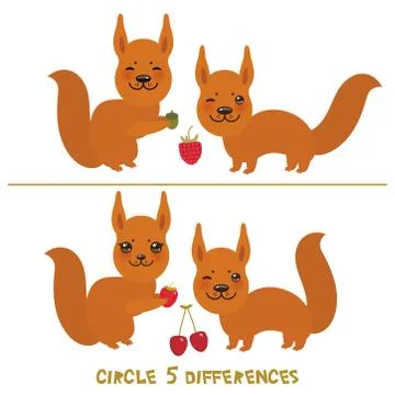 Circle 5 differences Educational Game for Preschool Children Picture puzzle:  Stock Illustration