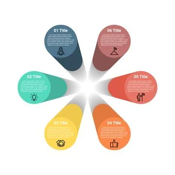 Circle 6 steps infographic in perspective Stock-Illustration